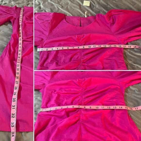 FREE PEOPLE Cotton Hope Mini Dress Fuchsia Pink Fantastic S - Picture 11 of 11